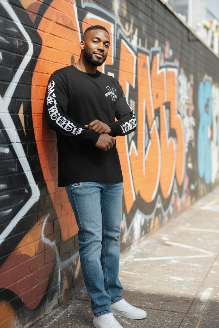 Old English black vadaline long sleeve shirt