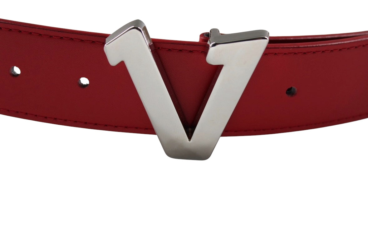 Silver V buckle Red Belt