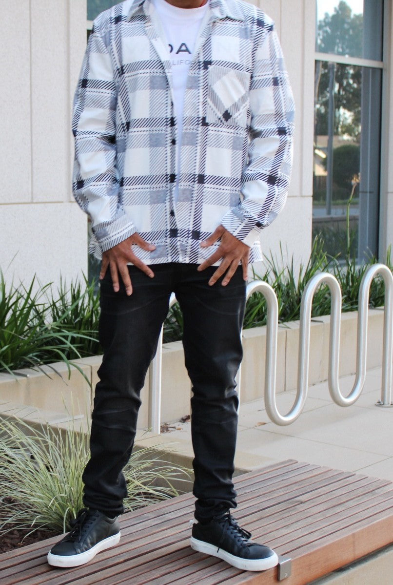 Relaxed Fit White Flannel Shirt