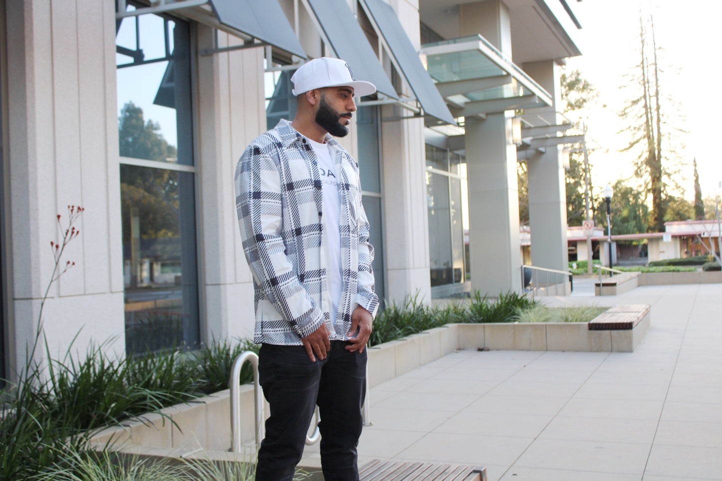Relaxed Fit White Flannel Shirt