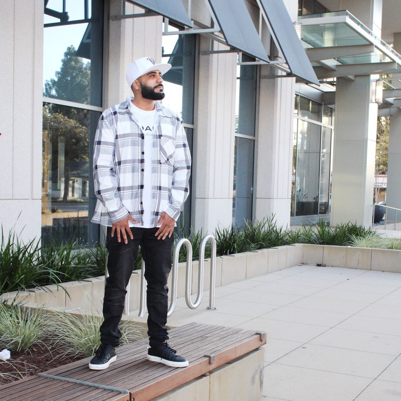 Relaxed Fit White Flannel Shirt