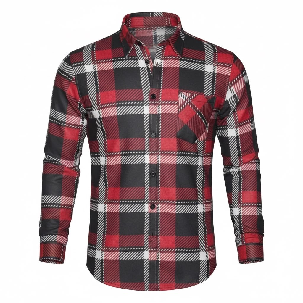 Relaxed Fit Red Flannel Shirt
