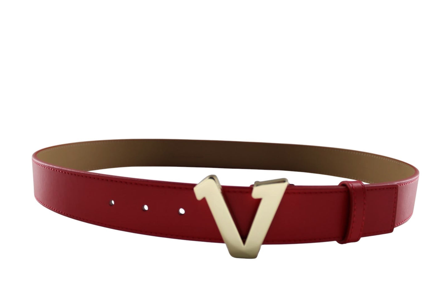 Gold V Buckle Red Belt
