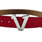 Silver  V buckle Red Belt