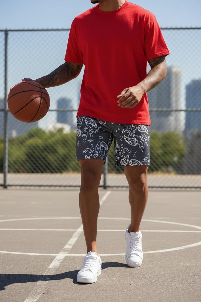 VADALINE GRAY PAISLEY SHORTS