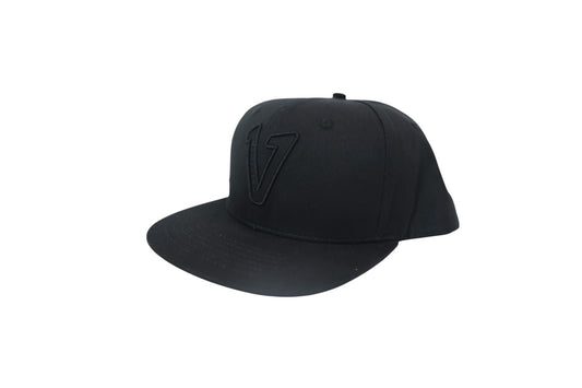 V Logo Black/Black Snapback Hat