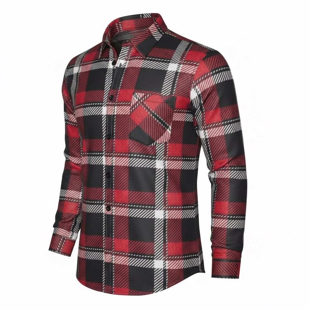 Relaxed Fit Red Flannel Shirt
