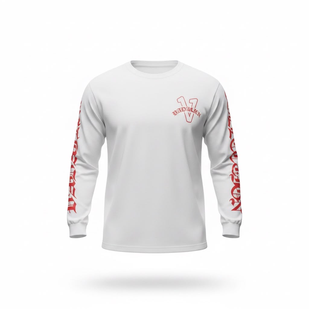 Old English white/red vadaline long sleeve T-shirt
