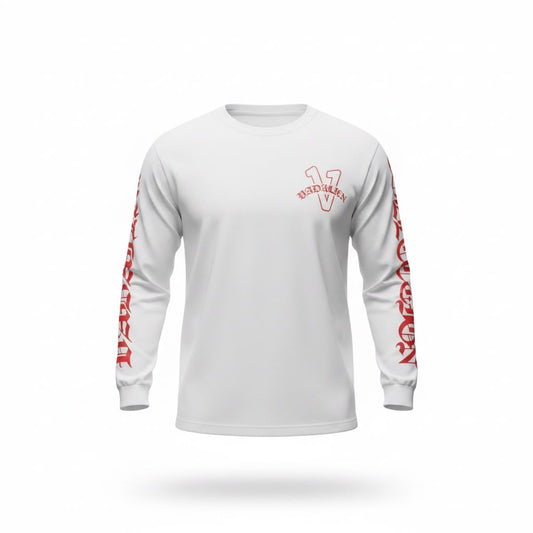 Old English white/red vadaline long sleeve T-shirt