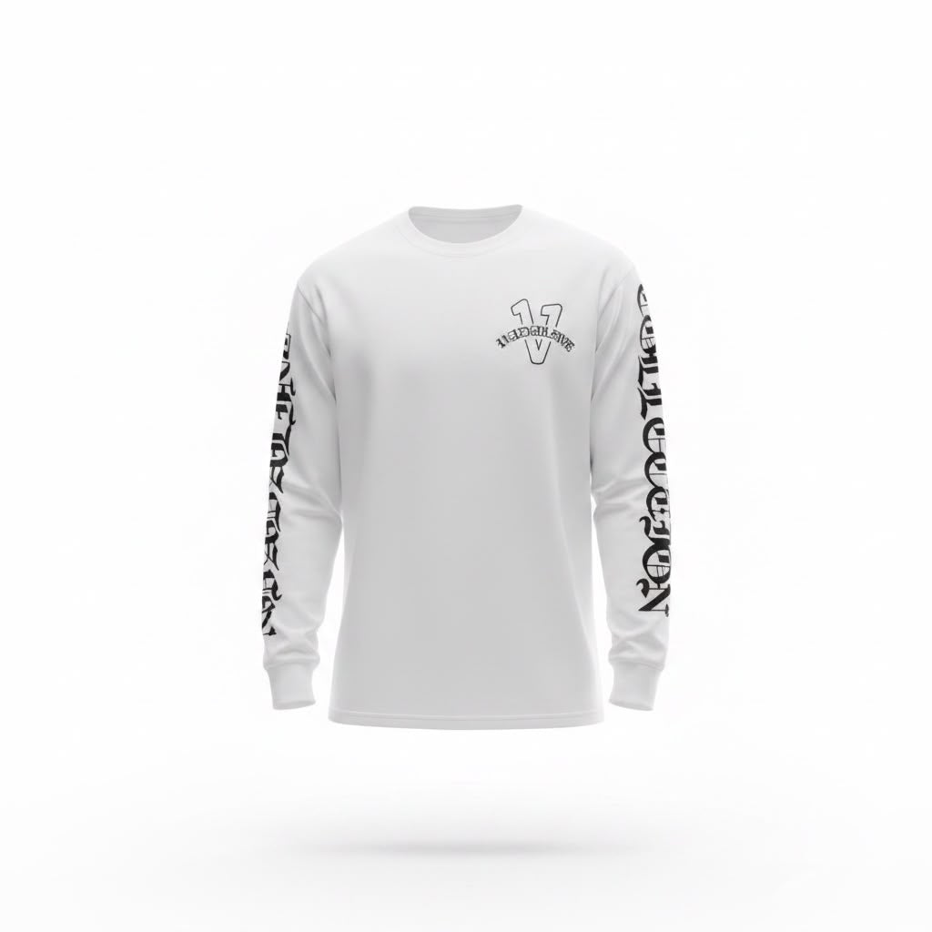 Old English white/midnight navy blue vadaline long sleeve T-shirt