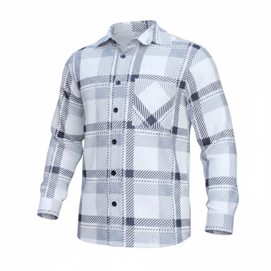 Relaxed Fit White Flannel Shirt