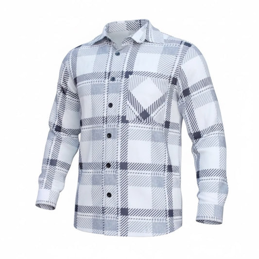 Relaxed Fit White Flannel Shirt