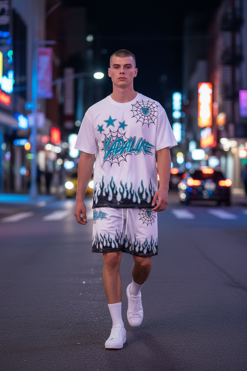 VADALINE WHITE MESH SHORTS