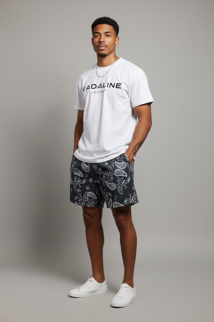 VADALINE GRAY PAISLEY SHORTS