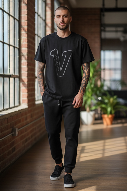 V Logo Black/Black T-shirt