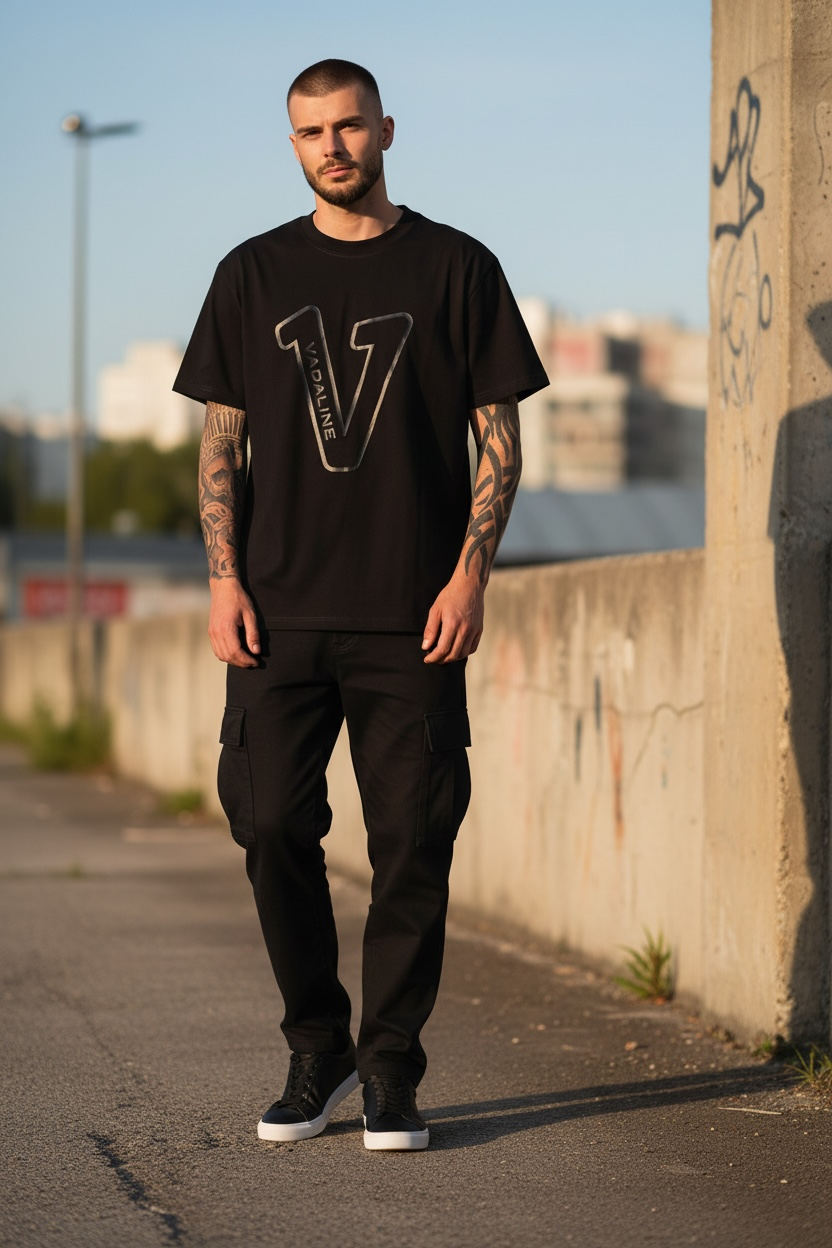 V Logo Black/Black T-shirt