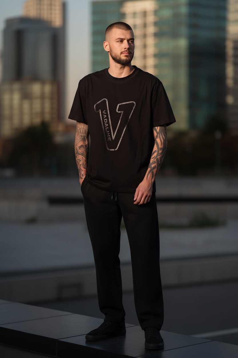 V Logo Black/Black T-shirt