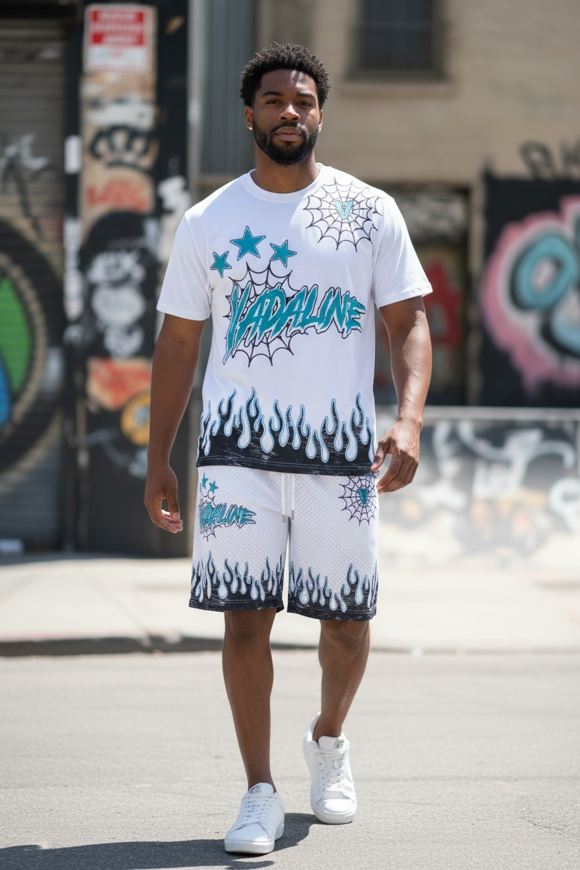 VADALINE WHITE MESH SHORTS