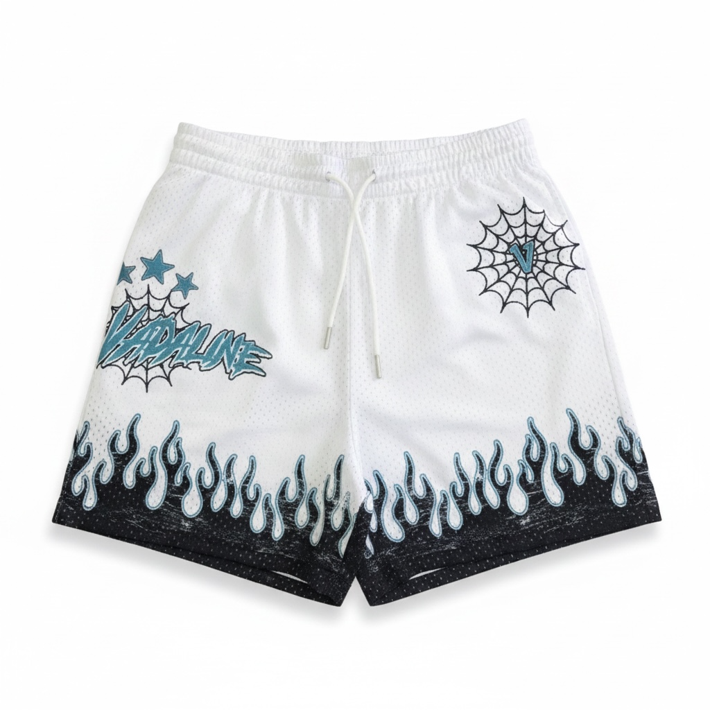 VADALINE WHITE MESH SHORTS