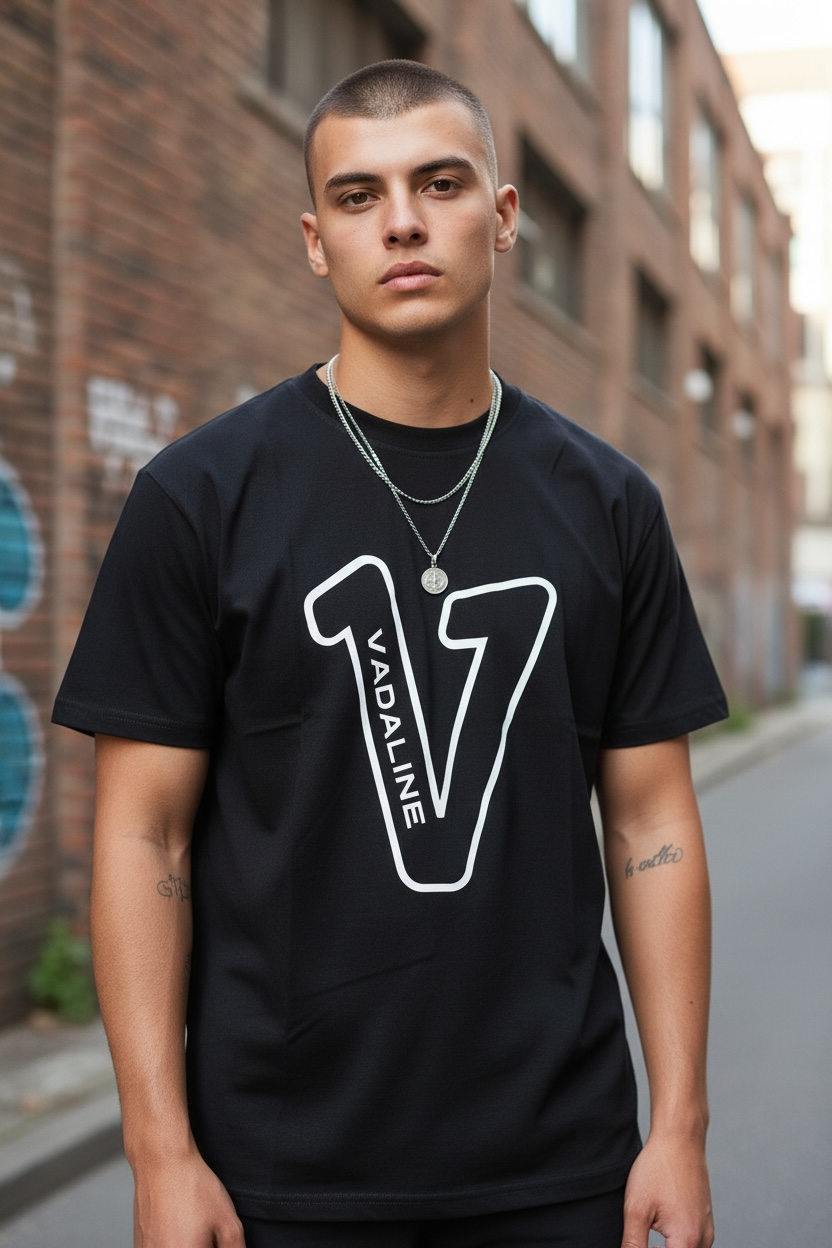 V Logo Black T-shirt