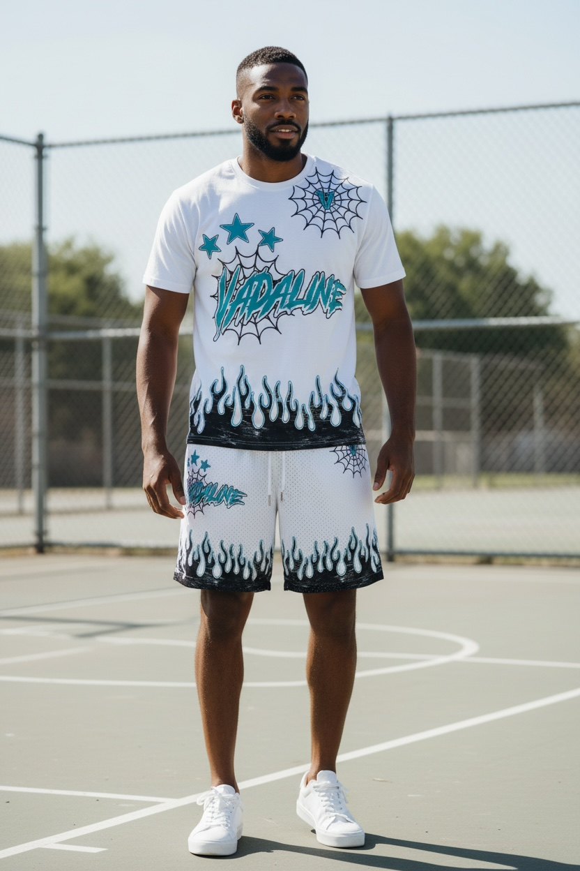 VADALINE WHITE MESH SHORTS