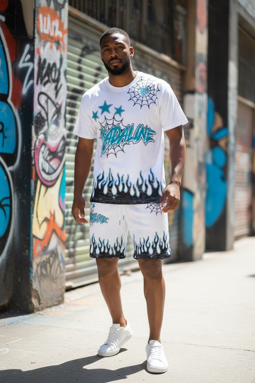 VADALINE WHITE MESH SHORTS