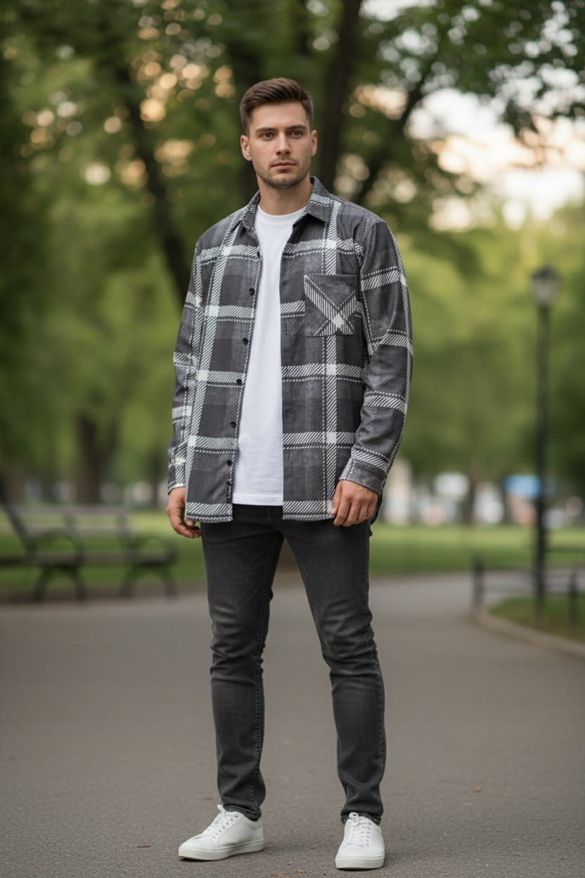 Relaxed Fit Black flannel shirt