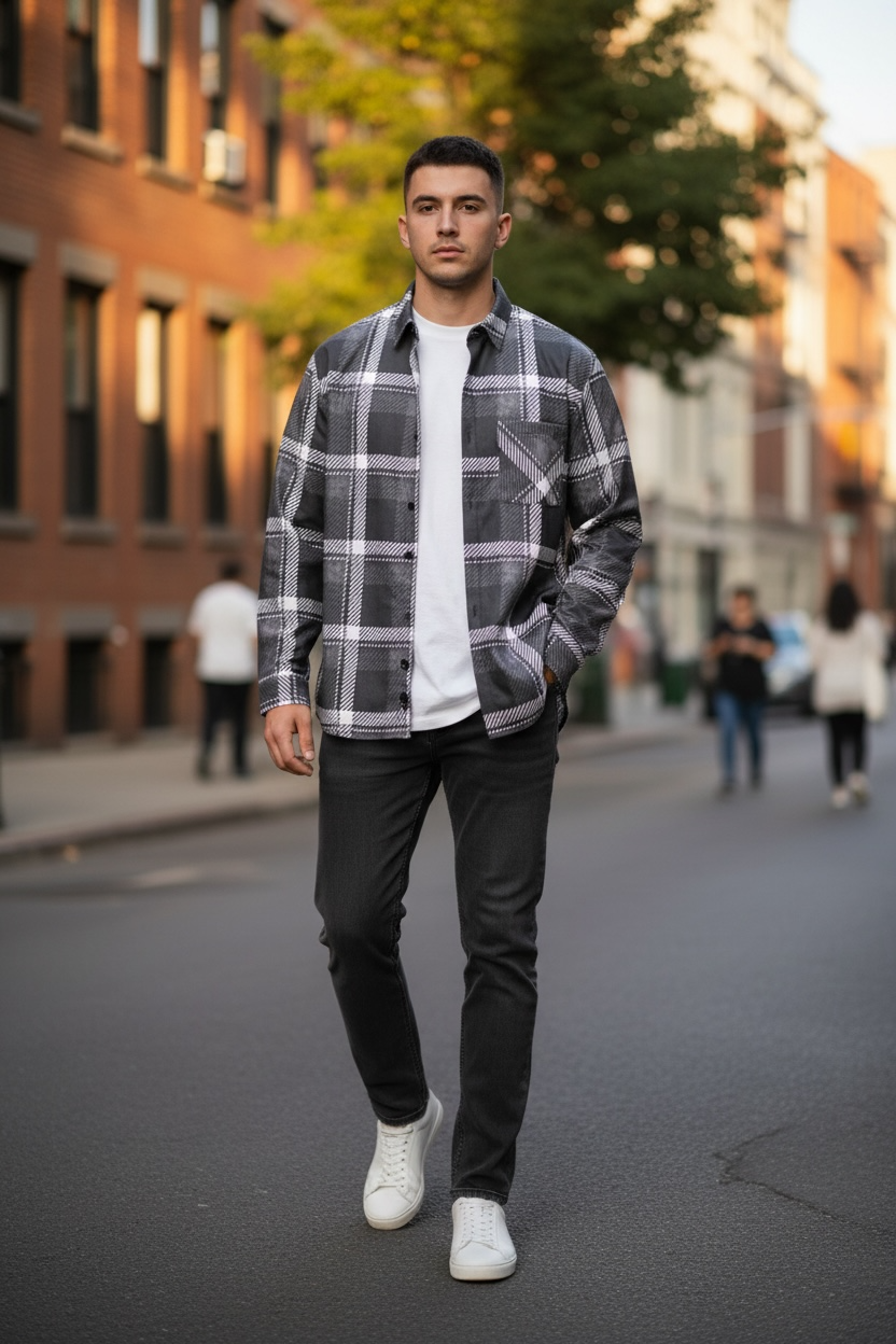 Relaxed Fit Black flannel shirt