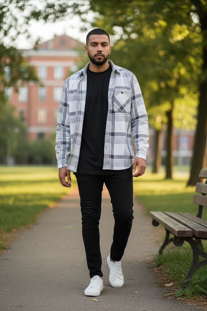Relaxed Fit White Flannel Shirt