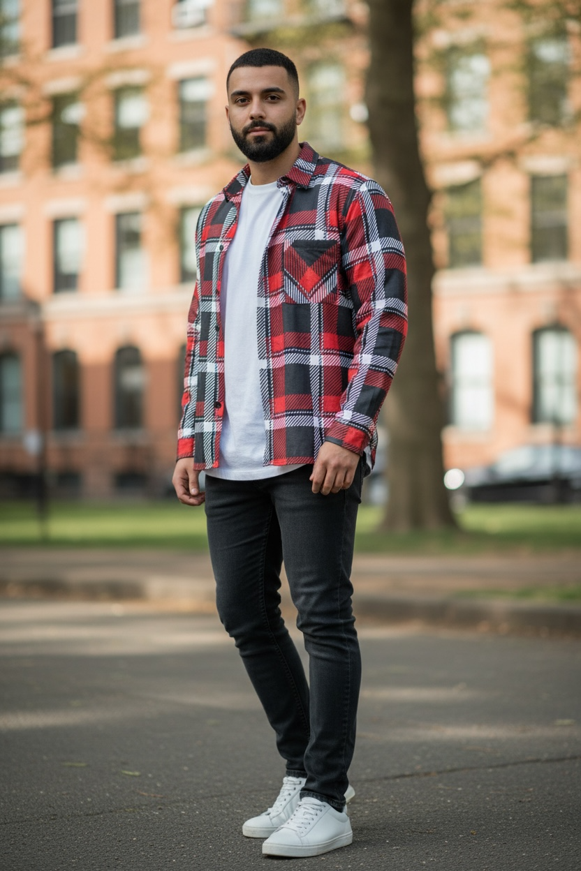 Relaxed Fit Red Flannel Shirt