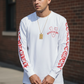 Old English white/red vadaline long sleeve T-shirt