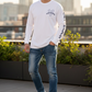 Old English white/midnight navy blue vadaline long sleeve T-shirt
