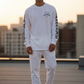 Old English white/midnight navy blue vadaline long sleeve T-shirt