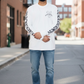 Old English white/midnight navy blue vadaline long sleeve T-shirt