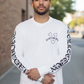 Old English white/midnight navy blue vadaline long sleeve T-shirt