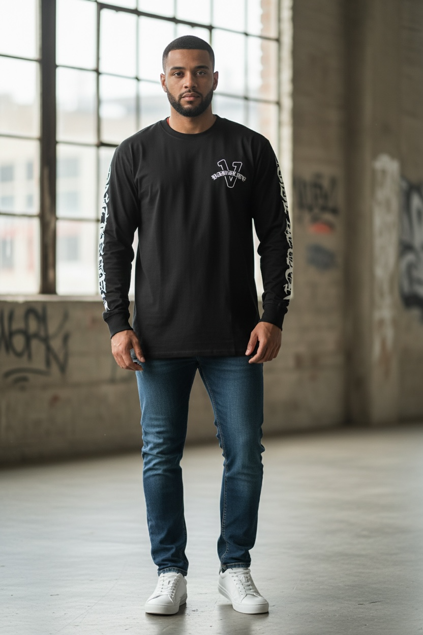 Old English black vadaline long sleeve shirt
