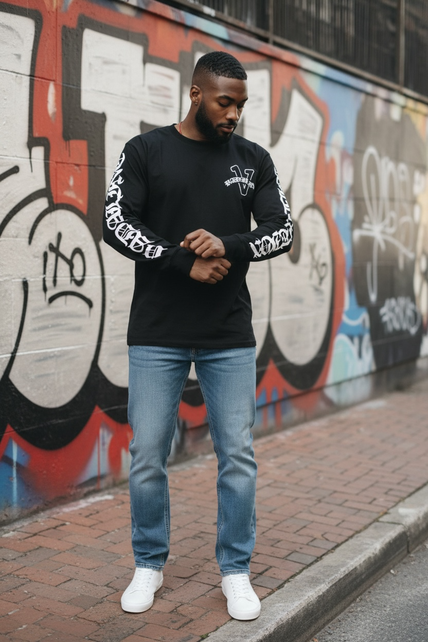 Old English black vadaline long sleeve shirt