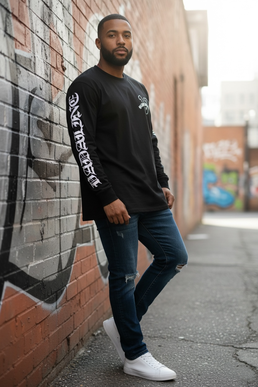 Old English black vadaline long sleeve shirt