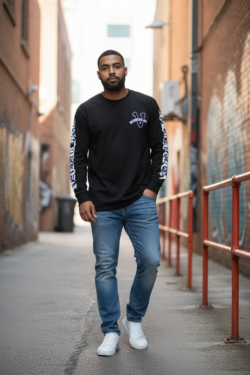 Old English black vadaline long sleeve shirt