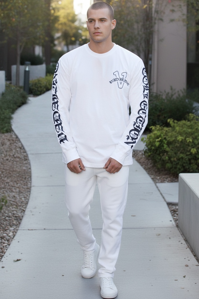 Old English white/black vadaline long sleeve t-shirt