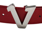 Silver  V buckle Red Belt