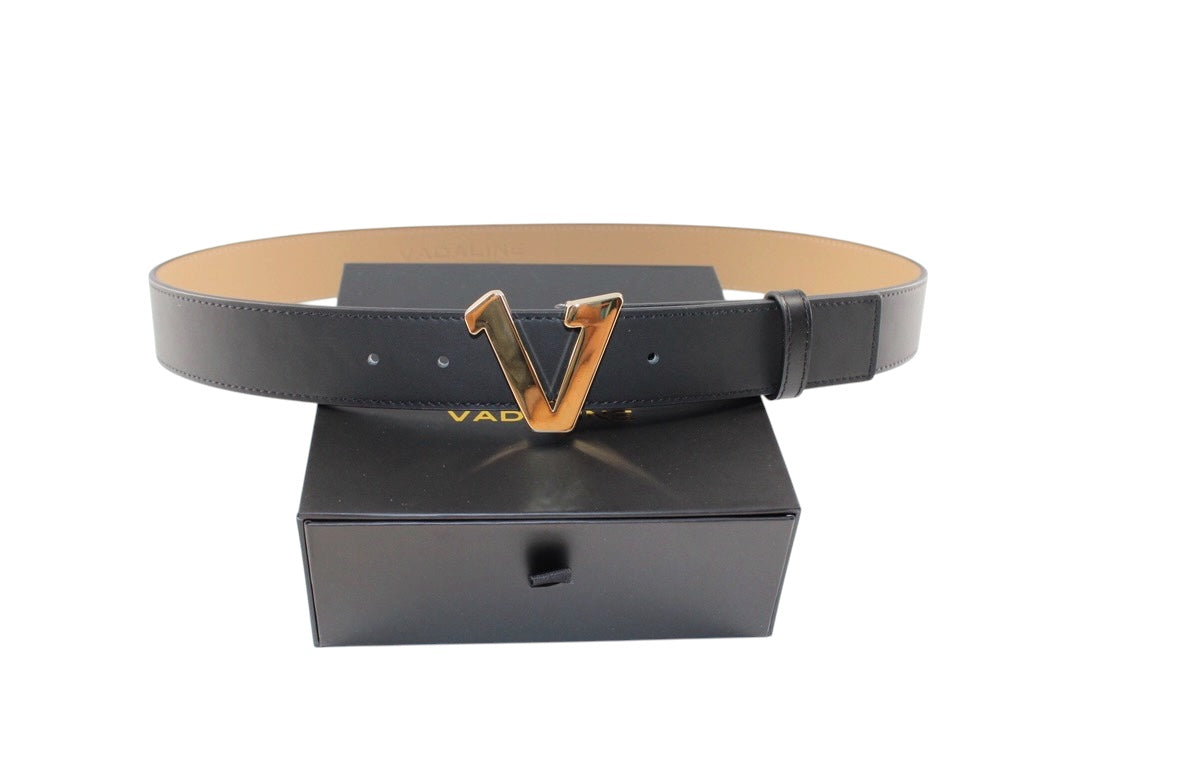 Gold V Buckle Black Belt