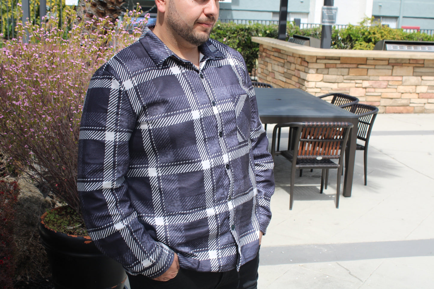 Relaxed Fit Black flannel shirt