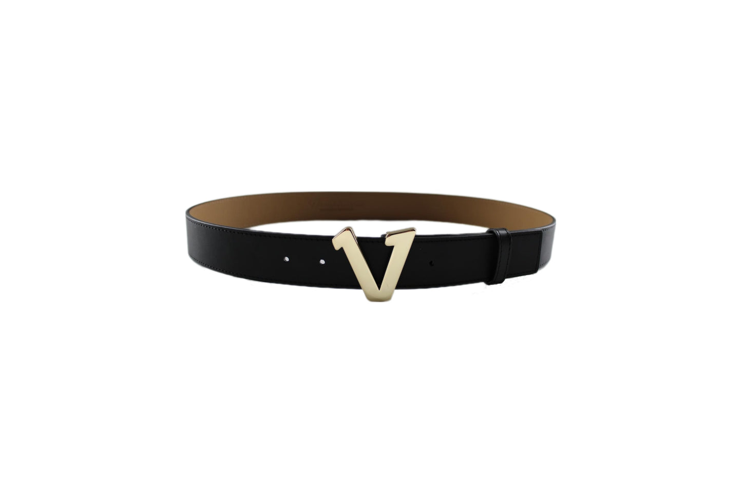 Gold V Buckle Black Belt