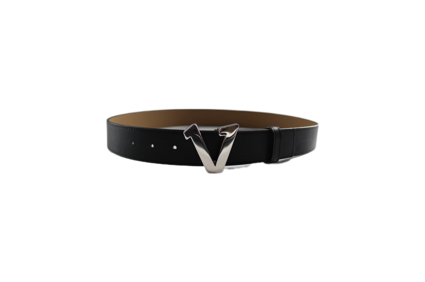 Silver V letter belt in black – LaLas Ladies Boutique