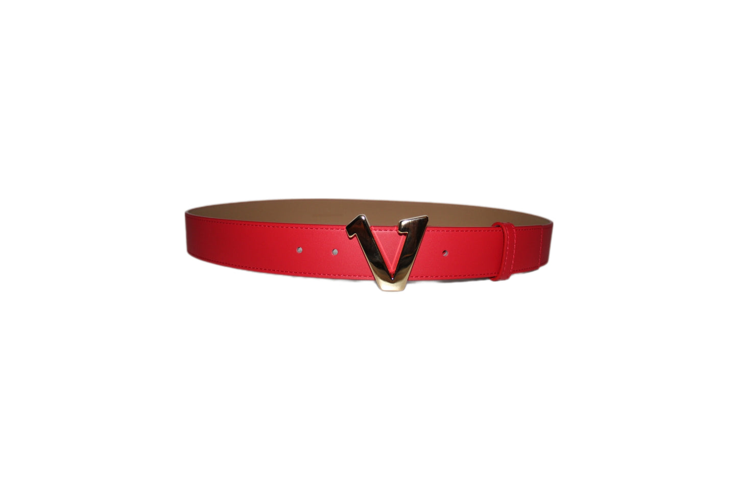 Gold V Buckle Red Belt