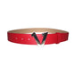 Silver  V buckle Red Belt