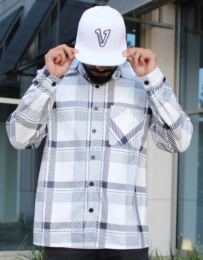 Relaxed Fit White Flannel Shirt