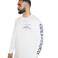 Old English white/midnight navy blue vadaline long sleeve T-shirt