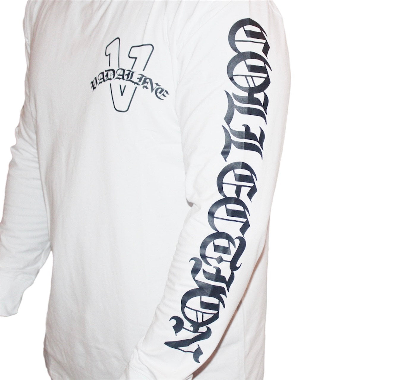 Old English white/midnight navy blue vadaline long sleeve T-shirt